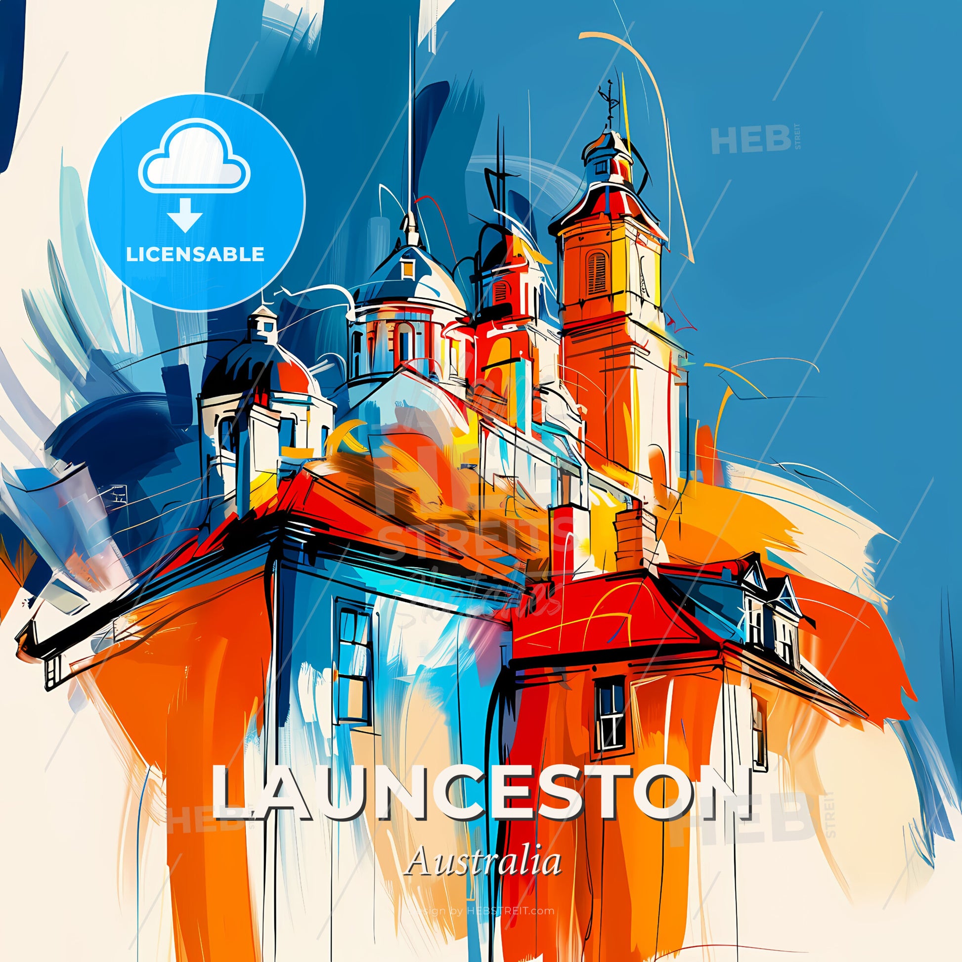 Vibrant Launceston, Australia - A Painting Of A Building - Square format print template