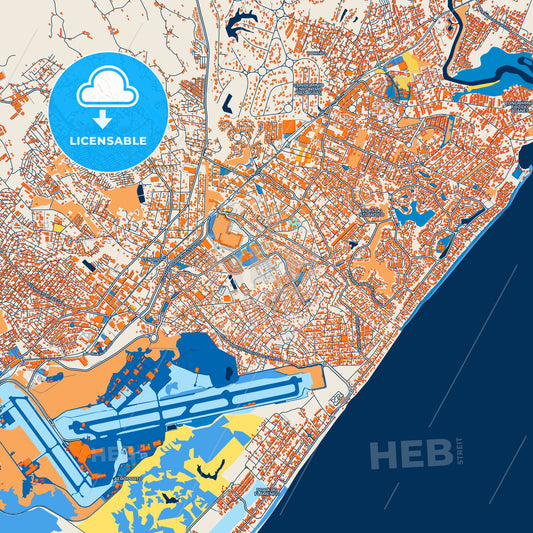 Colorful Lauro de Freitas Street Map with Labels and Buildings
