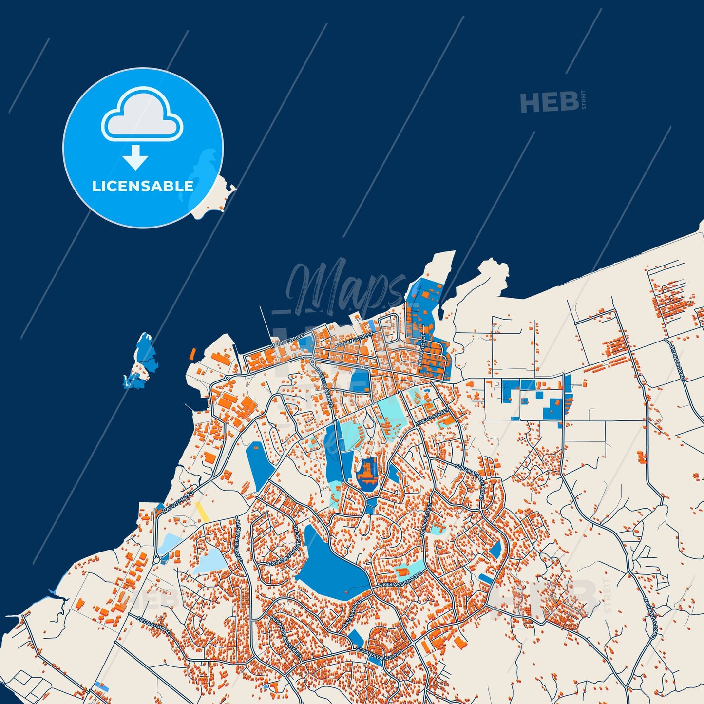 Colorful Lautoka Street Map with Labels and Buildings