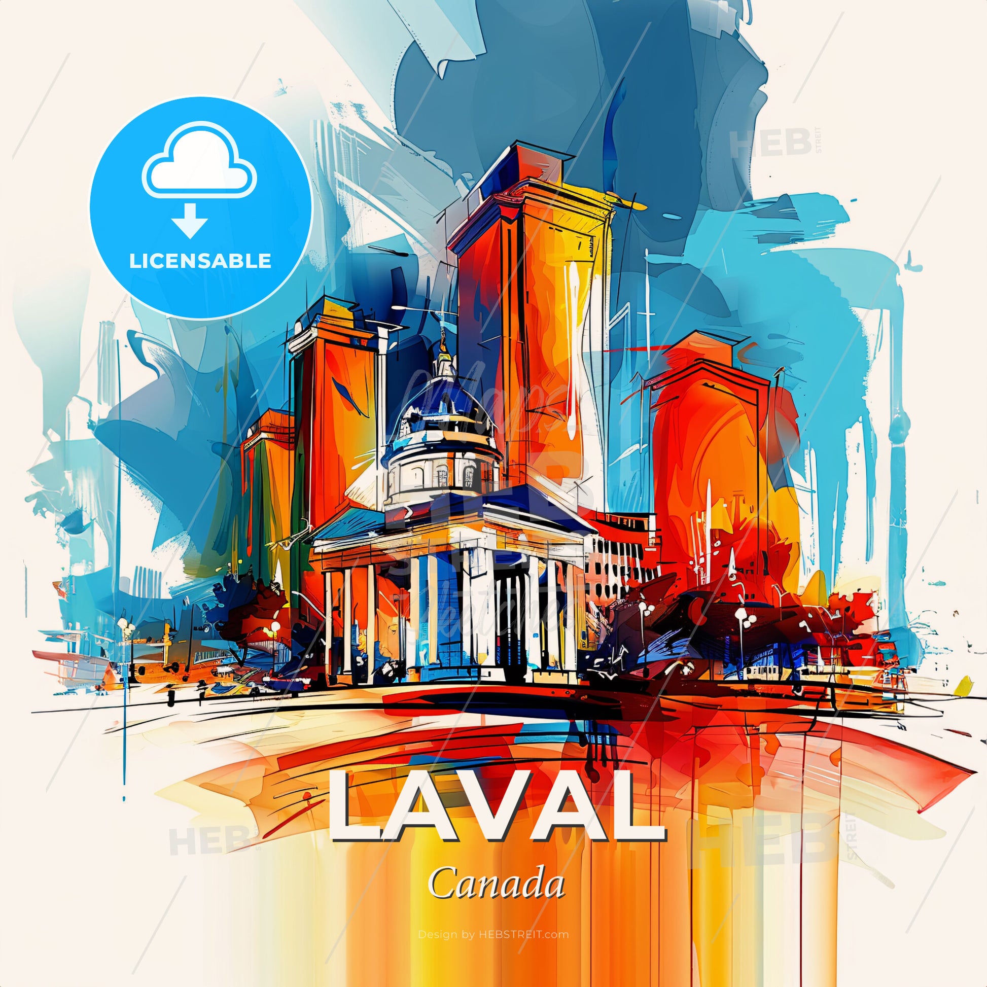 Vibrant Laval, Canada - A Painting Of A Building - Square format print template