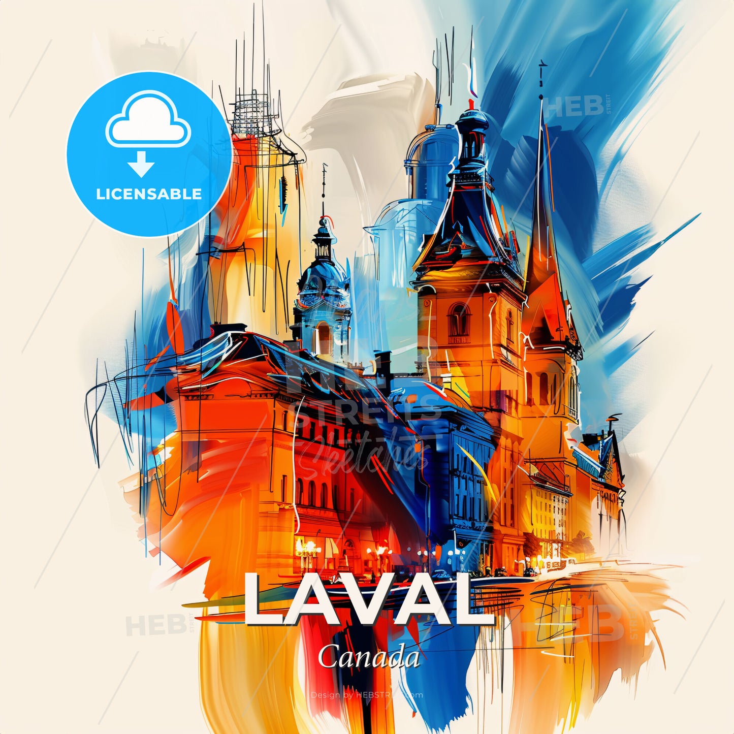 Vibrant Laval, Canada - A Painting Of A Building - Square format print template