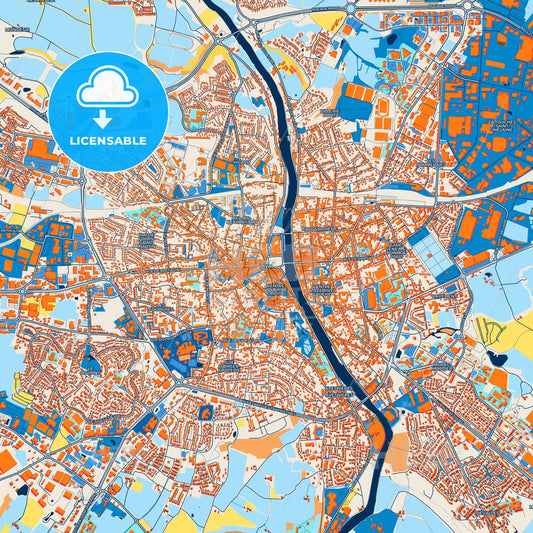 Colorful Laval Street Map with Labels and Buildings