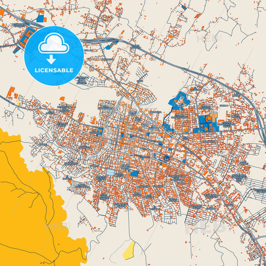Colorful La Vega Street Map with Labels and Buildings