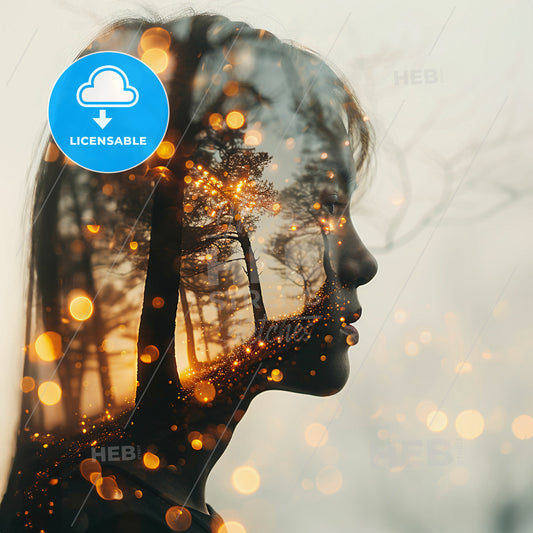 Layers of Meaning: Peeling Back Perception - A womans face with a tree in the background