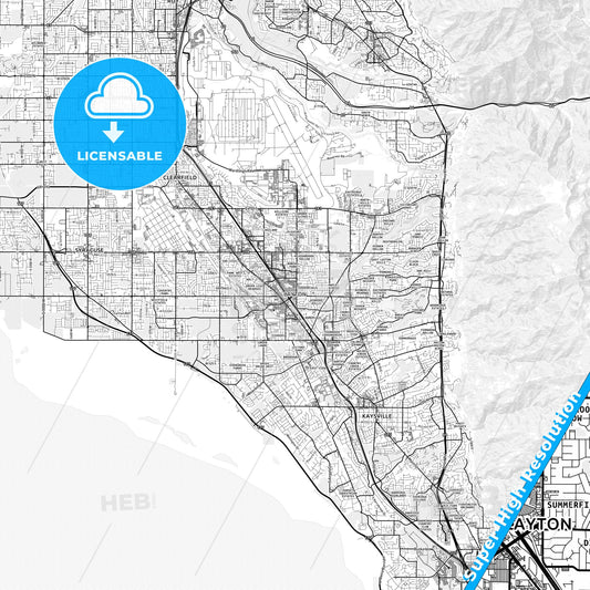 Layton, Utah light map with streetnames, citynames and districts