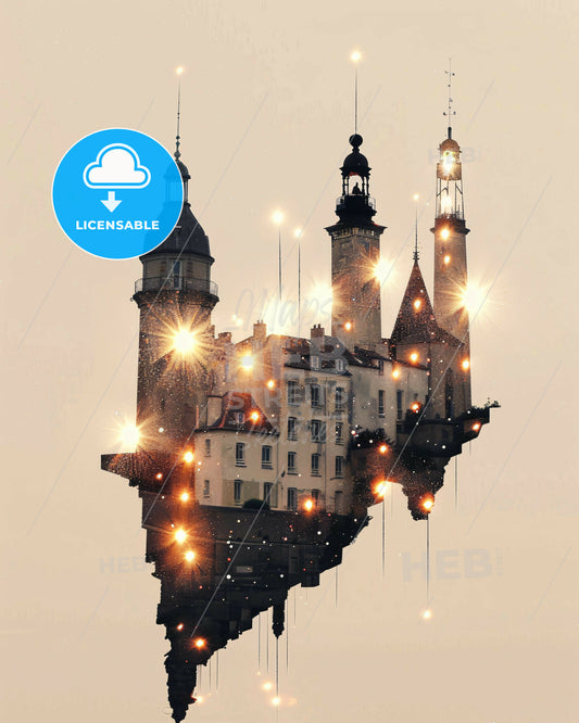 Ile de Noirmoutier Skyline Composite Art Poster - A castle in the sky