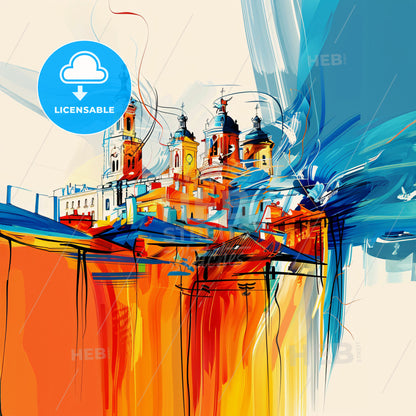 Vibrant Le Havre, France - A Colorful Painting Of A Building