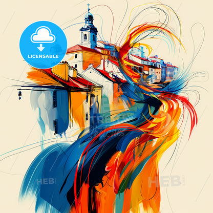 Vibrant Le Tampon, France - A Colorful Painting Of Buildings