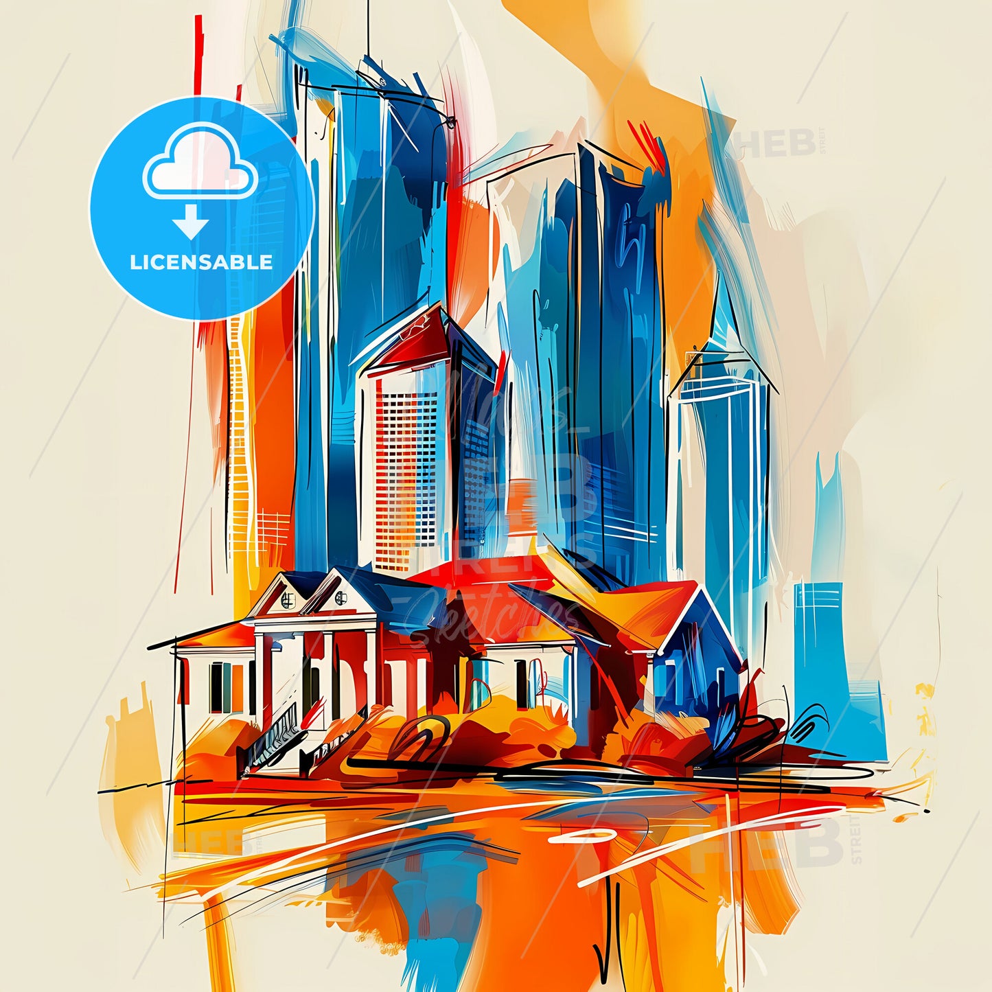 Vibrant League City, Texas - A Painting Of A City