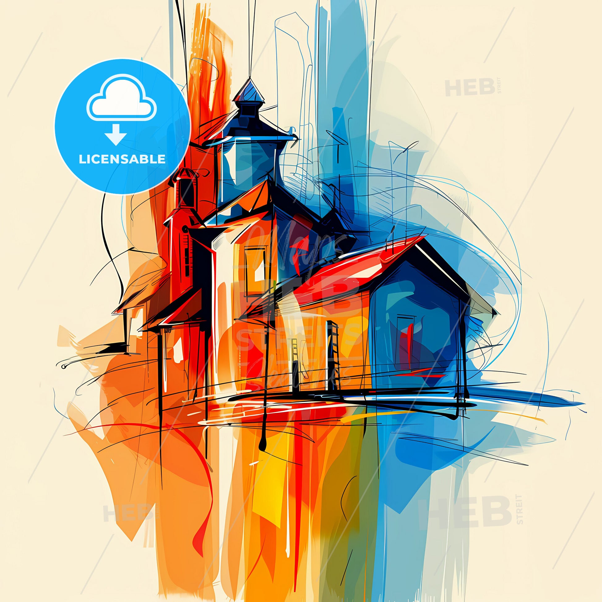 Vibrant League City, Texas - A Painting Of A Building