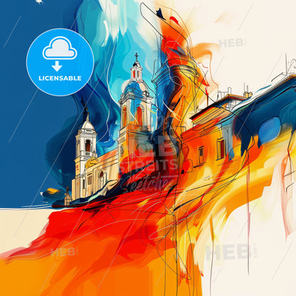 Vibrant Lecce, Italy - A Colorful Painting Of A Building