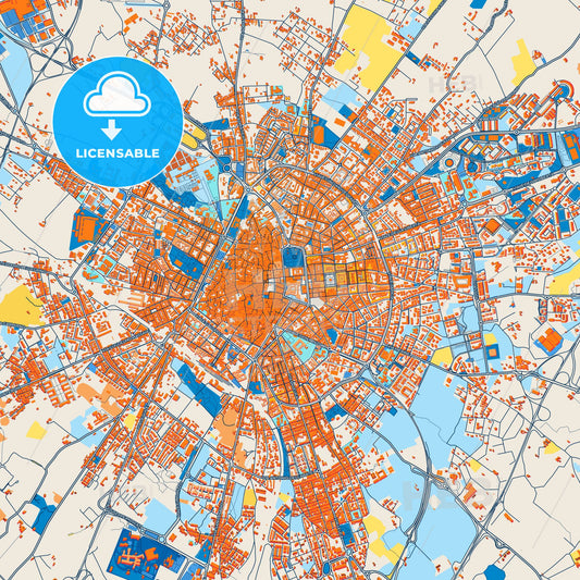 Colorful Lecce Street Map with Labels and Buildings