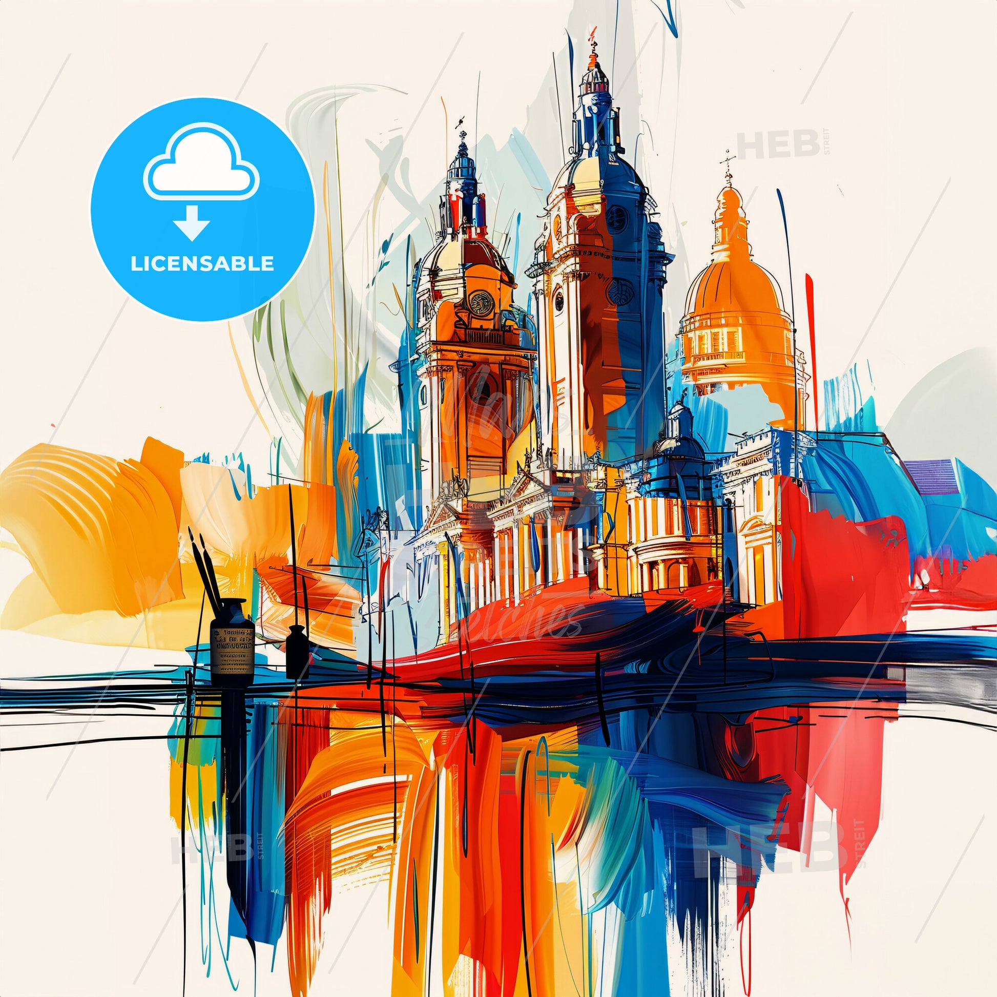 Vibrant Leeds, England - A Painting Of A Building With Colorful Paint