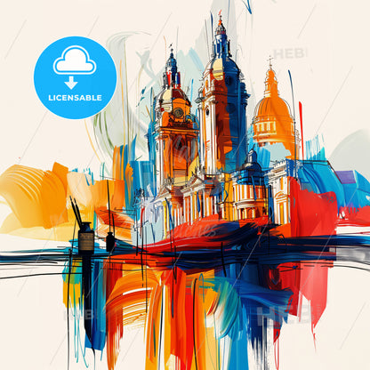 Vibrant Leeds, England - A Painting Of A Building With Colorful Paint