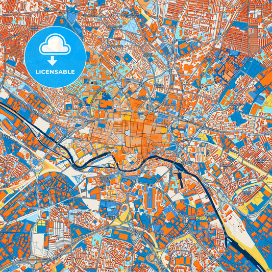 Colorful Leeds Street Map with Labels and Buildings