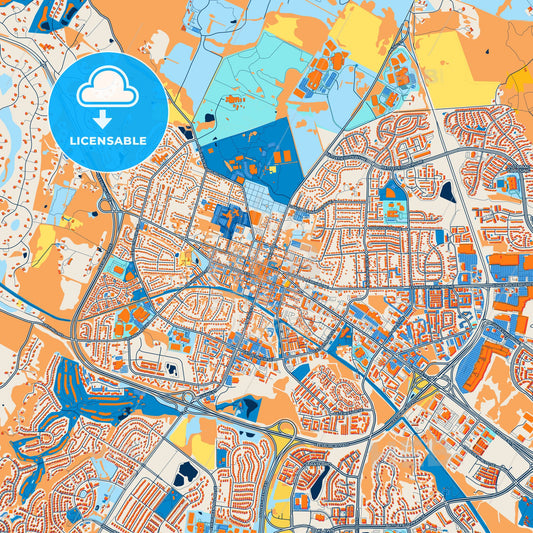 Colorful Leesburg Street Map with Labels and Buildings