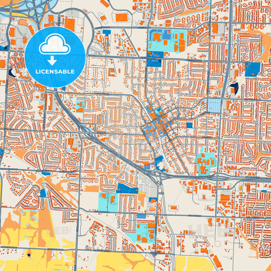 Colorful Lees Summit Street Map with Labels and Buildings