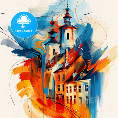 Vibrant Leeuwarden, Netherlands - A Painting Of A Building