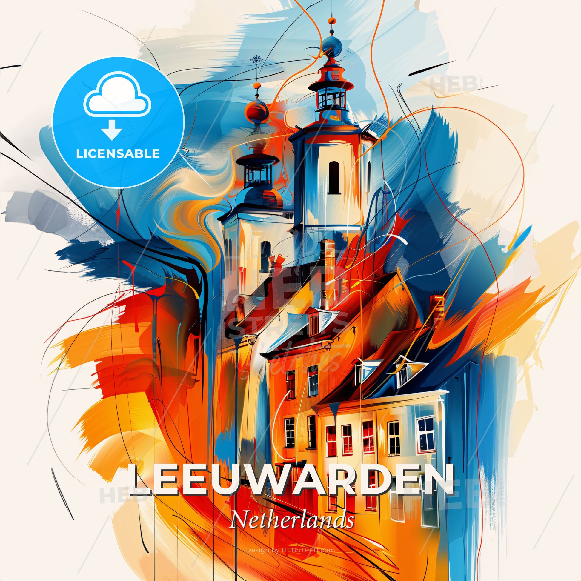 Vibrant Leeuwarden, Netherlands - A Painting Of A Building - Square format print template