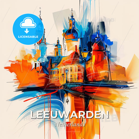 Vibrant Leeuwarden, Netherlands - A Painting Of A Building - Square format print template