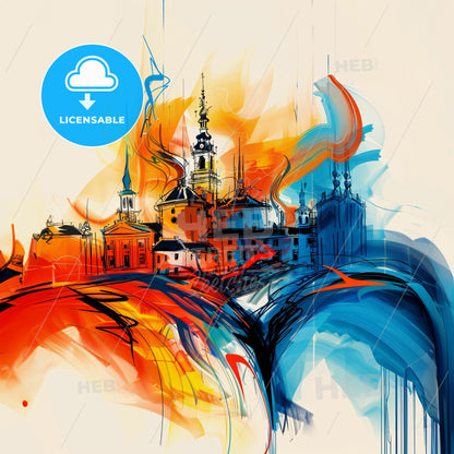 Vibrant Leidschendam-Voorburg, Netherlands - A Painting Of A City On Fire