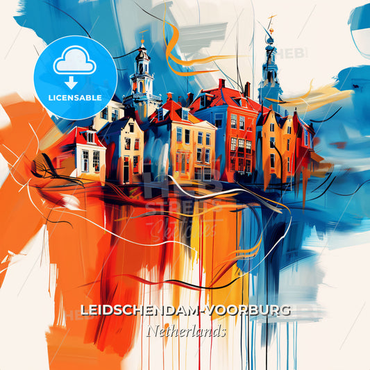 Vibrant Leidschendam-Voorburg, Netherlands - A Painting Of A City - Square format print template