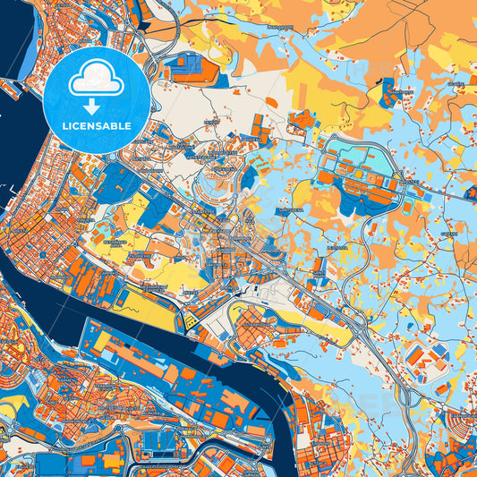 Colorful Leioa Street Map with Labels and Buildings
