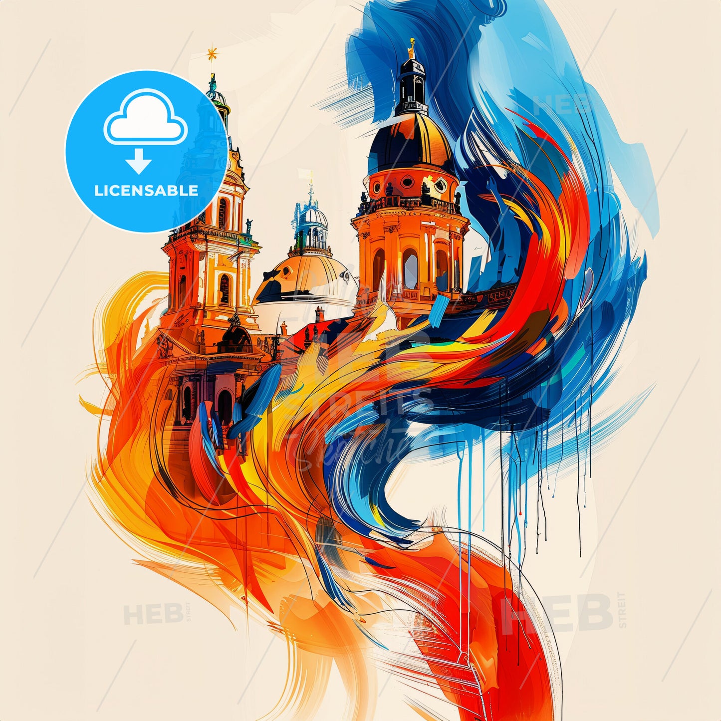 Vibrant Leipzig, Germany - A Colorful Painting Of A Building