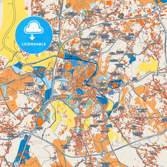 Colorful Leiria Street Map with Labels and Buildings