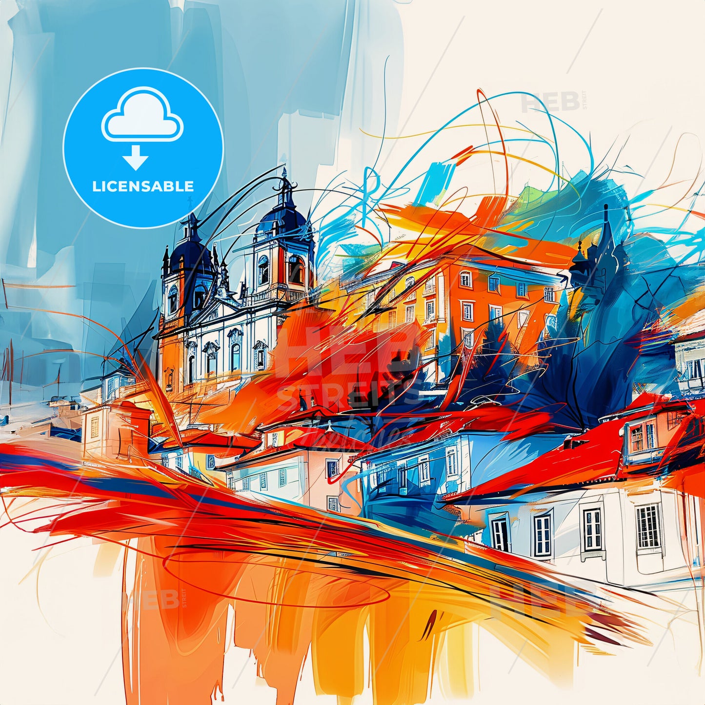 Vibrant Leiria, Portugal - A Painting Of A Town