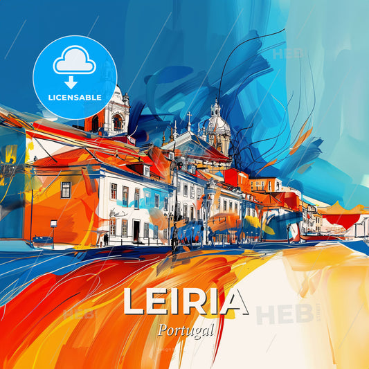 Vibrant Leiria, Portugal - A Colorful Painting Of Buildings - Square format print template