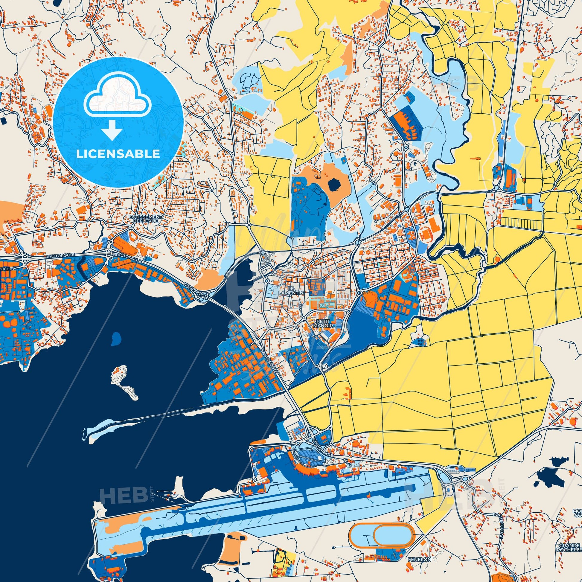 Colorful Le Lamentin Street Map with Labels and Buildings