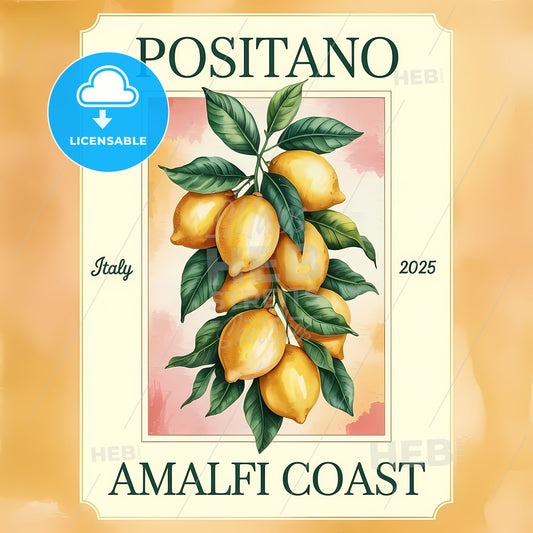 Lemons of Positano: A Vibrant Watercolor Tribute to the Amalfi Coast