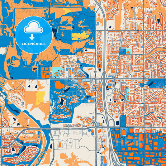 Colorful Lenexa Street Map with Labels and Buildings