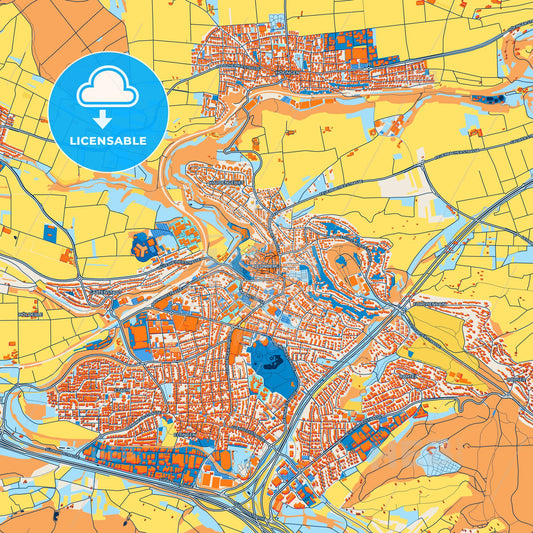 Colorful Leonberg Street Map with Labels and Buildings