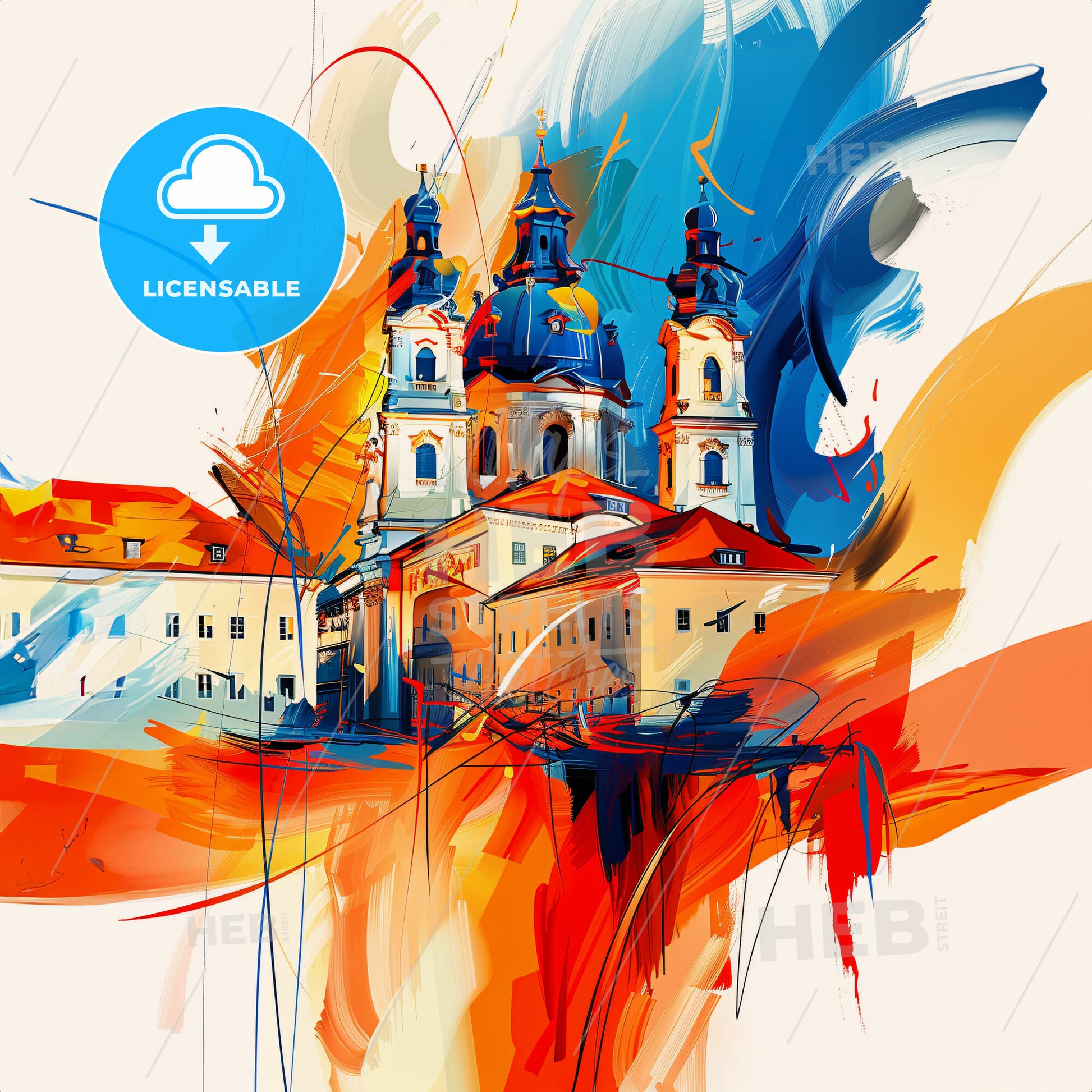 Vibrant Leonding, Austria - A Painting Of A Building With Colorful Paint