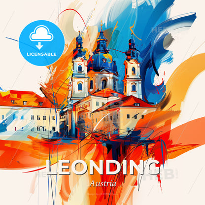 Vibrant Leonding, Austria - A Painting Of A Building With Colorful Paint - Square format print template