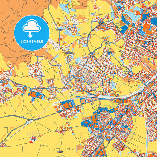 Colorful Leonding Street Map with Labels and Buildings