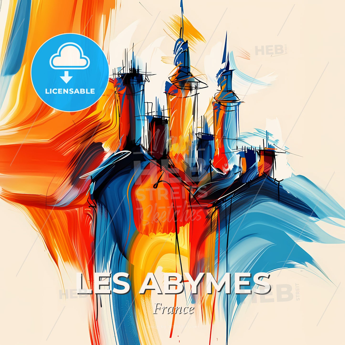 Vibrant Les Abymes, France - A Painting Of A City - Square format print template
