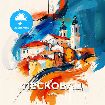 Vibrant Лесковац, Serbia - A Painting Of A Town - Square format print template