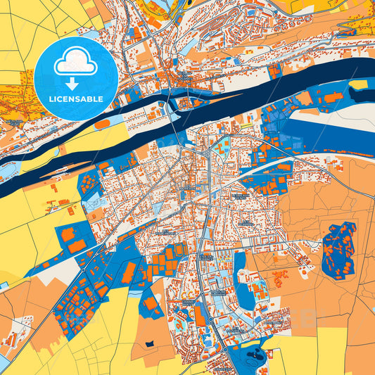 Colorful Les Mureaux Street Map with Labels and Buildings