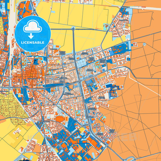 Colorful Leszno Street Map with Labels and Buildings