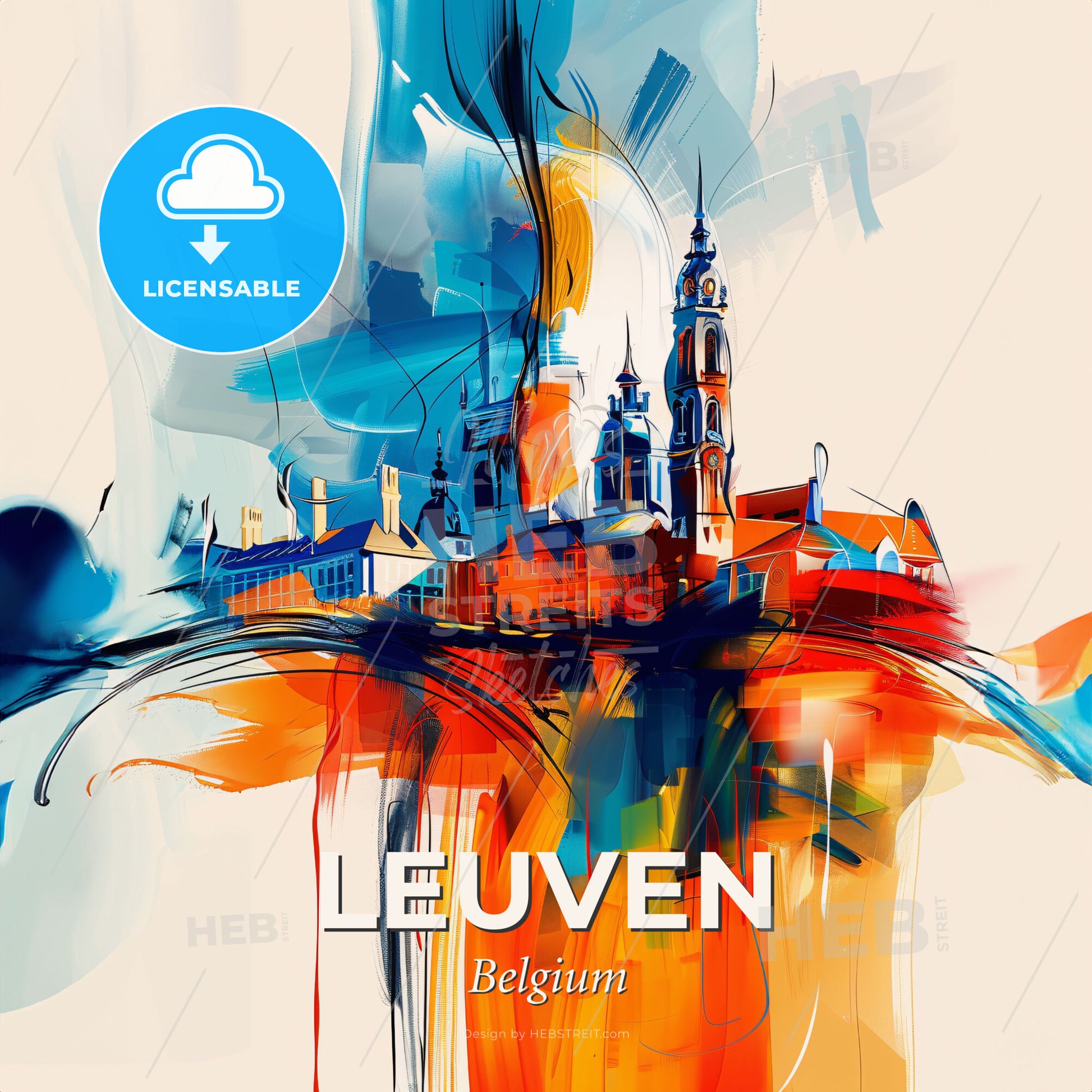 Vibrant Leuven , Belgium - A Painting Of A City - Square format print template