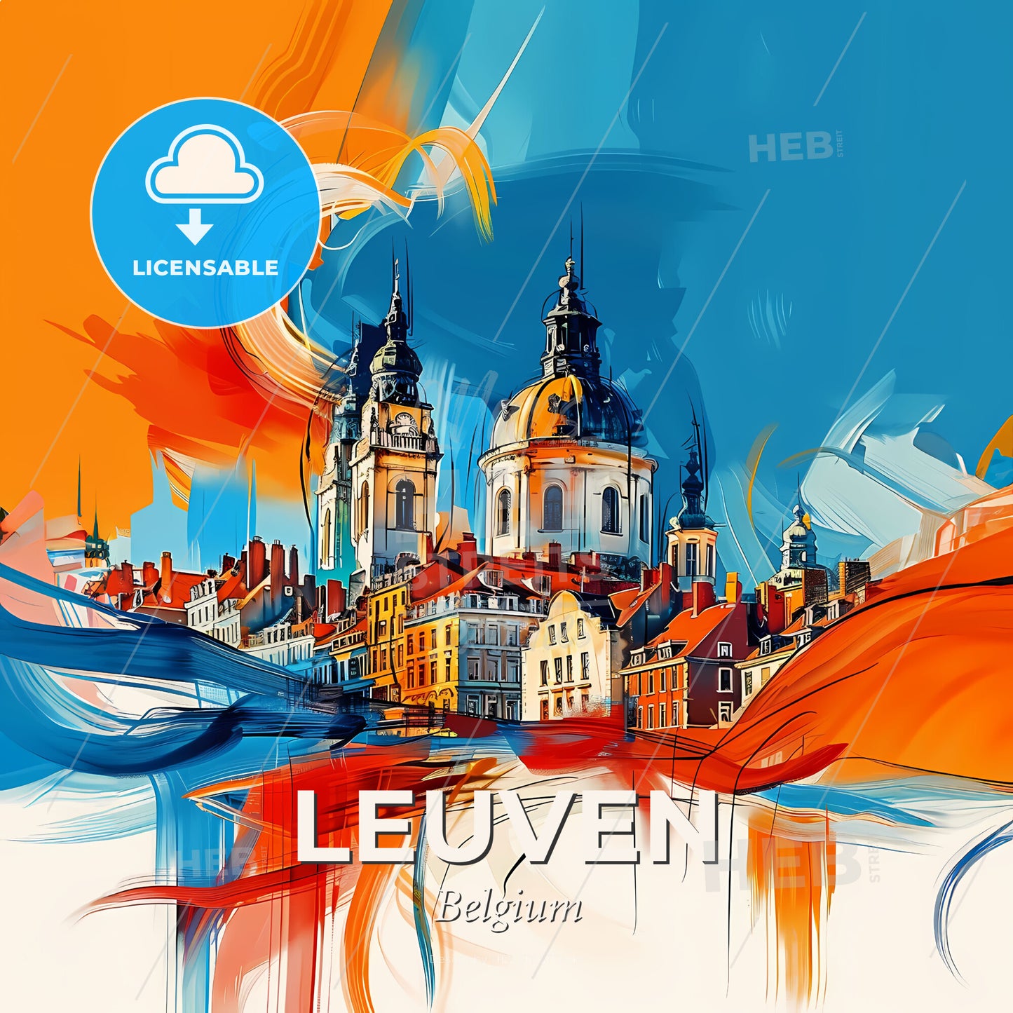 Vibrant Leuven , Belgium - A Painting Of A City - Square format print template