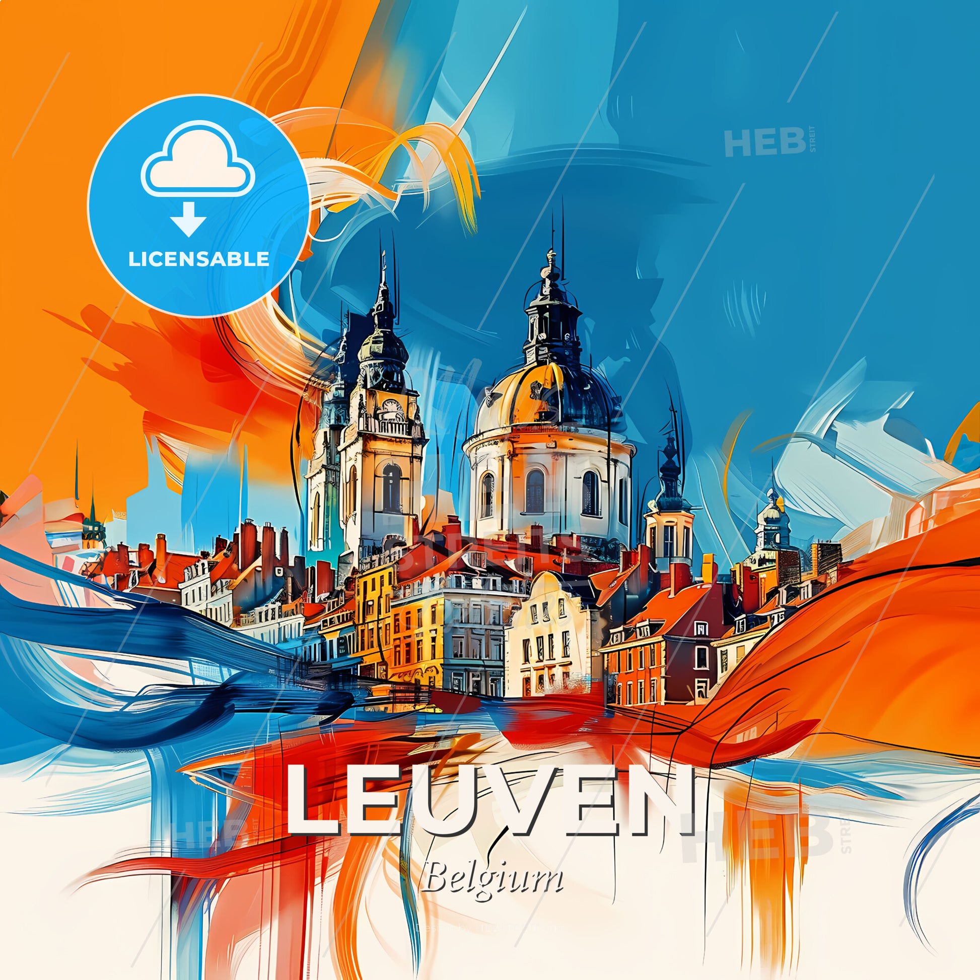 Vibrant Leuven , Belgium - A Painting Of A City - Square format print template