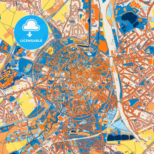 Colorful Leuven Street Map with Labels and Buildings