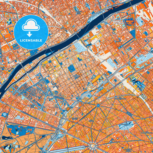 Colorful Levallois-Perret Street Map with Labels and Buildings
