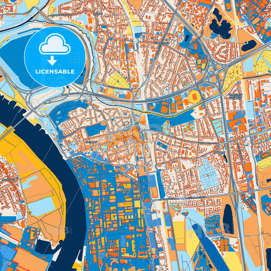Colorful Leverkusen Street Map with Labels and Buildings