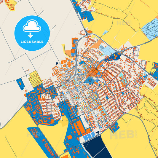 Colorful Levice Street Map with Labels and Buildings