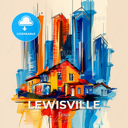 Vibrant Lewisville, Texas - A Painting Of A City - Square format print template